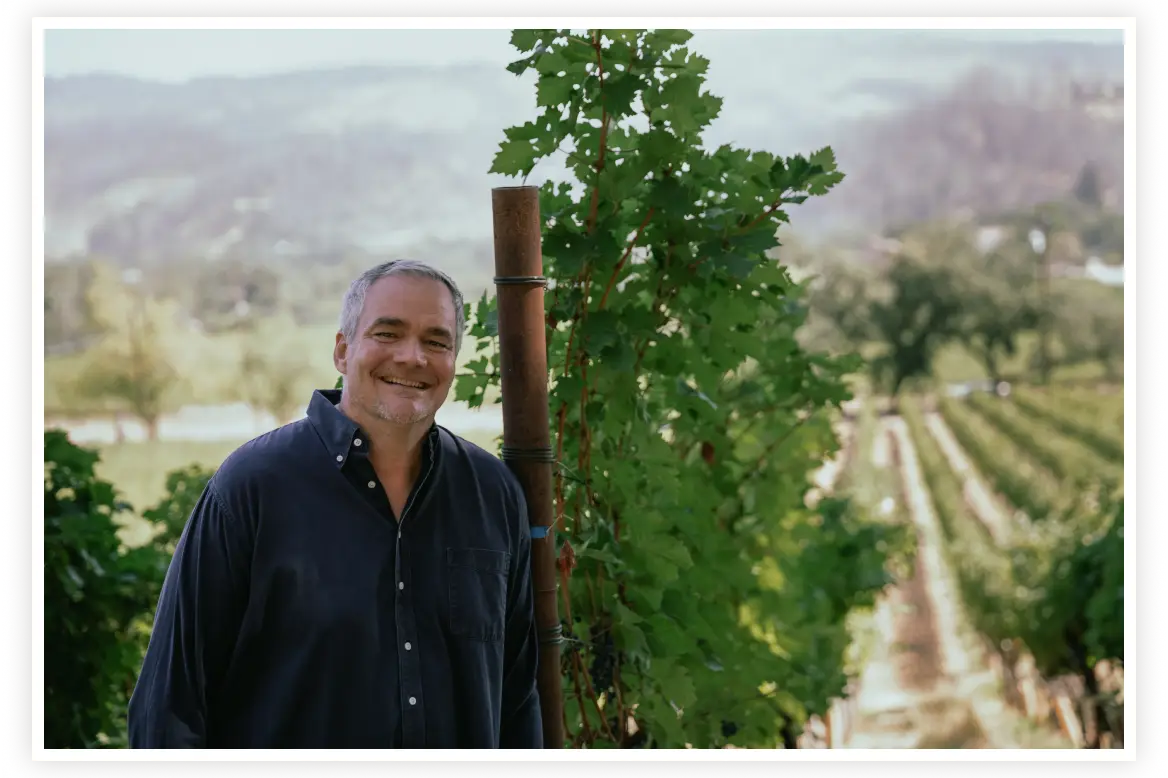 Jean Hoefliger in the vineyard