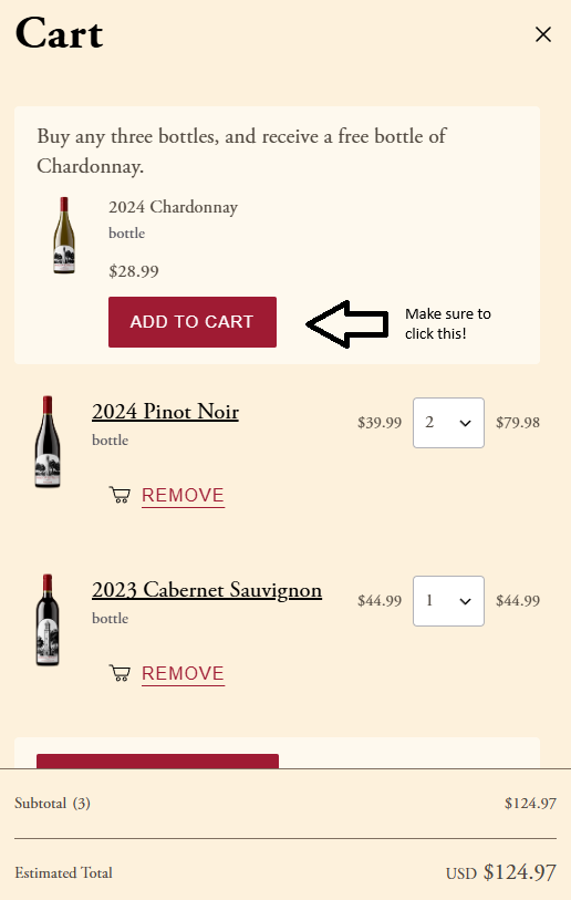 How to add Chardonnay to your cart